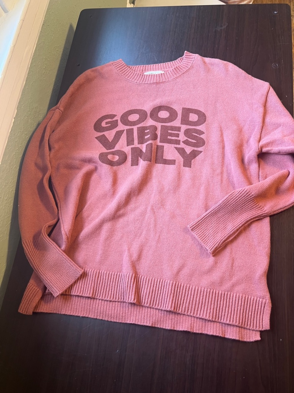 Sincerely Jules Rose Pink "Good Vibes Only" Crewneck Sweater